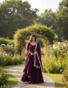 Trendy Purple coloured anarkali kurti with embroidered dupatta
