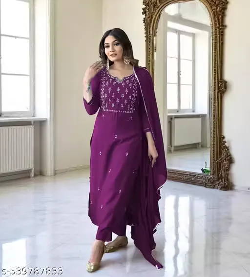 Embroided kurta set with dupatta