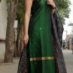 Purple Block Printed Cotton Kurti