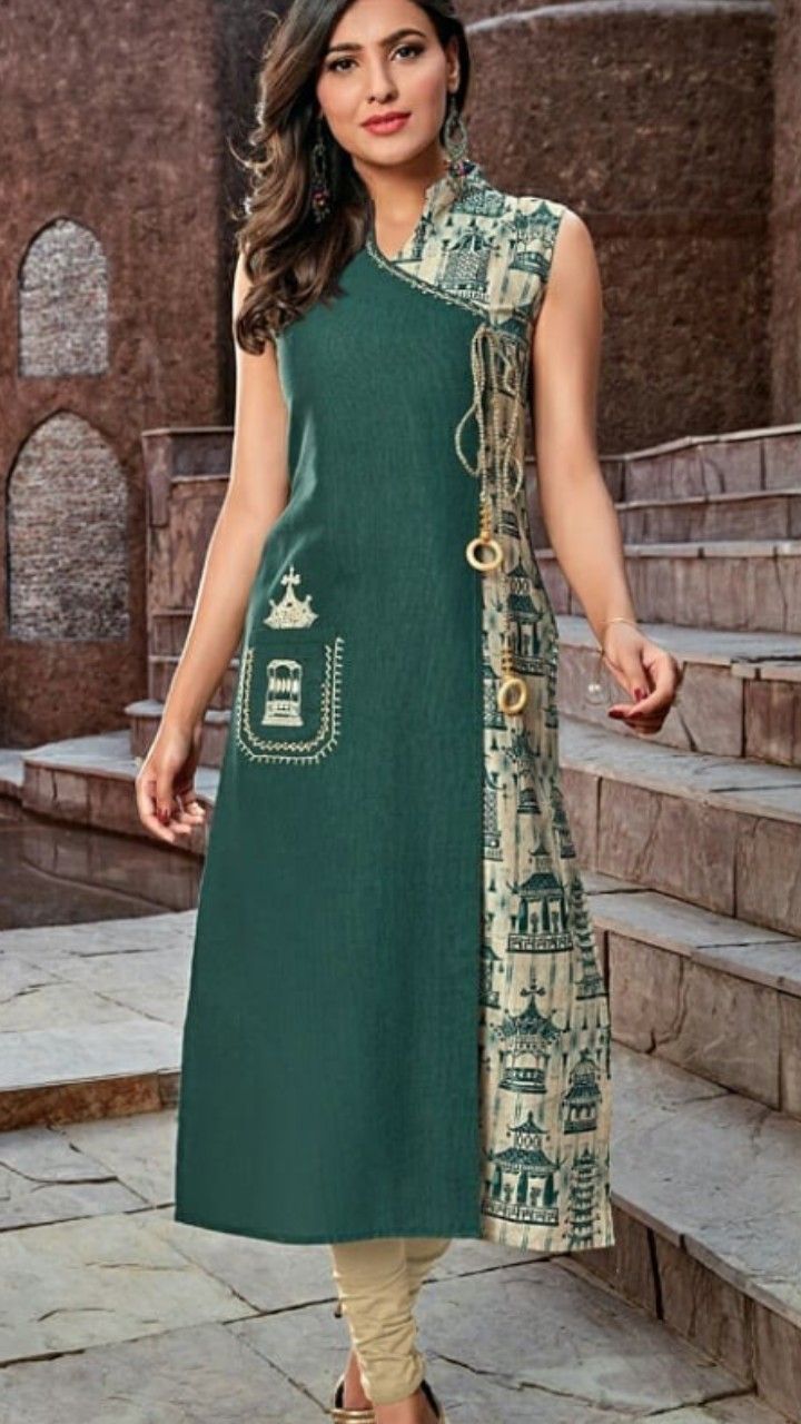 Green Cotton Printed Kurti