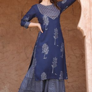 White Black Batik Printed Cotton Kurti